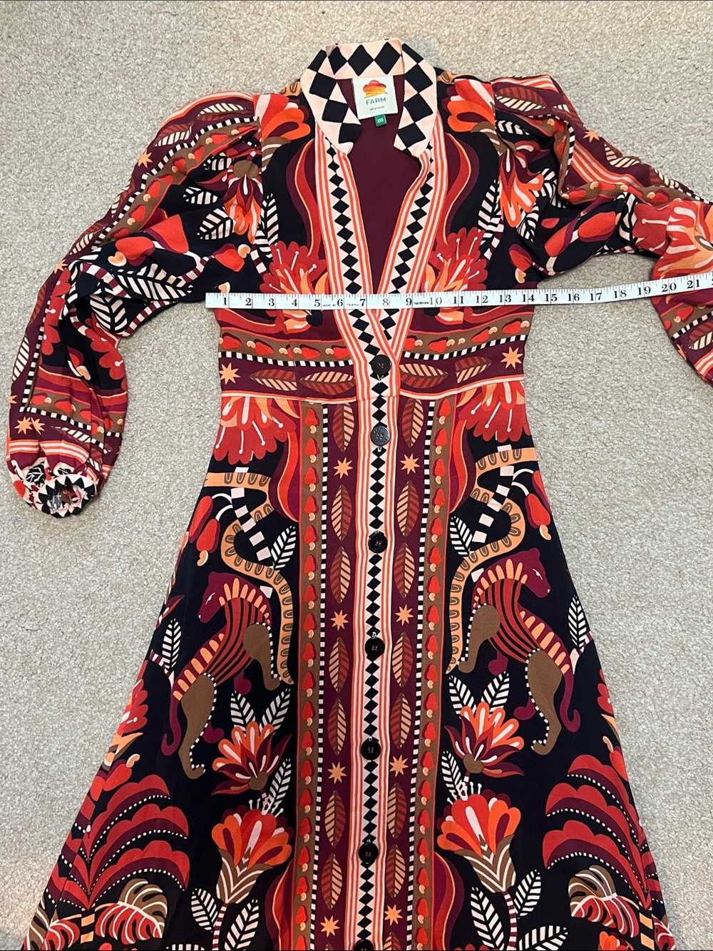 FARM Rio Nature Beauty Maxi Dress with Red & Orange Floral Print - Picture 6 of 8
